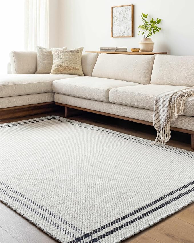 Mark&Day Wool Rugs, 5x7 Janmichael Cottage Light Silver/Black Area Rug by MARKDAY