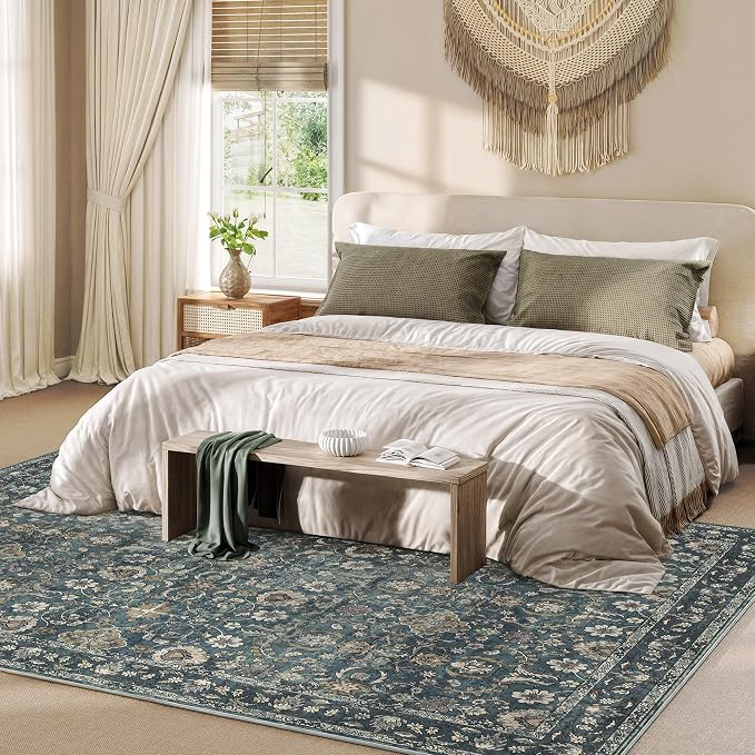 9x12 Area Rug for Living Room, Soft Large Rugs Blue Washable Rugs, Indoor - Image 2