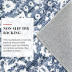 Vintage Runner Rug 2x12, Light Blue White Washable Long Kitchen Runner Non-Slip - Image 6