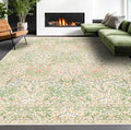 Light Beige Green Botanical Living Room Rug, 7x10 Washable Area Rug by HazoHaus