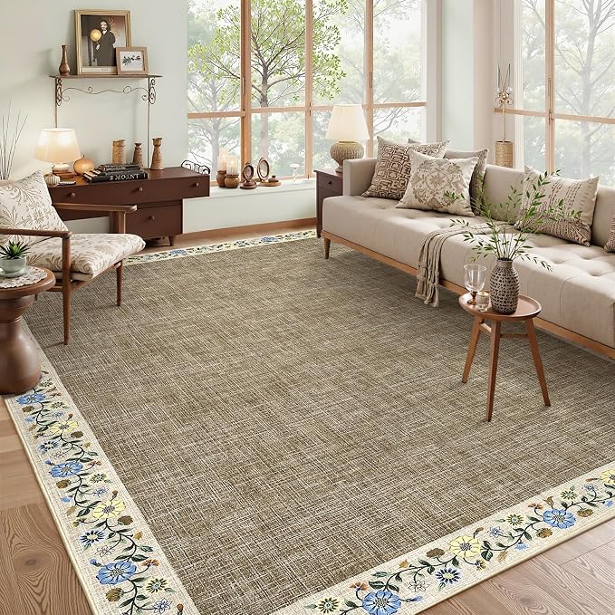 GarveeHome Washable Area Rugs for Bedroom 5x7 Living Room Modern Floral Throw by GarveeHome