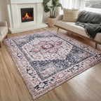 PURRUGS Vintage Farmhouse Boho Area Rug 5x7 ft, Non-Slip Machine Washable Rug by PURRUGS