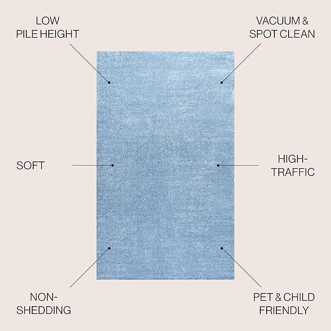 JONATHAN Y Haze Solid Low-Pile Classic Blue Indoor Area Rug 10x14, Minimalist - Image 2