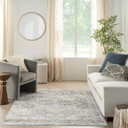 Nourison Home Astra Machine Washable Traditional Grey/Blue 6'7" x 9' Area Rug - Image 3