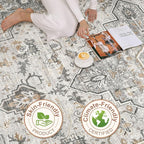 8x10 Area Rugs Living Room: Washable Boho Large Neutral Vintage Soft Rug Stain - Image 8