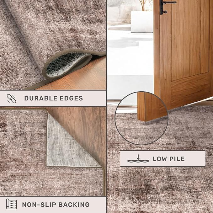 Farmhouse 2x6 Hallway Runner Rug Non Slip, Machine Washable Red Brown Rugs - Image 5