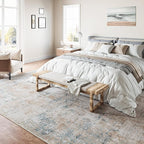 10x12 Area Rug Beige Blue Abstract Living Room Bedroom Washable Carpet Neutral - Image 3