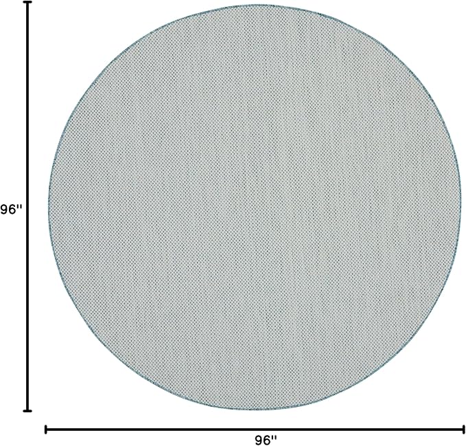 Nourison Home Courtyard Ivory Aqua 8' x Round Area Rug - Image 2