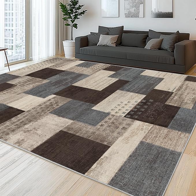 Modern Geometric Patchwork Indoor Area Rug by Unknown