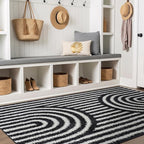 Rugshop Abstract Arch Shag Area Rug Anthracite Dark Gray 4' x 6' Ideal by Rugshop