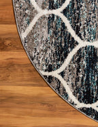 Rugs.com Lattice Frieze Collection Rug – 5' Round Blue Multi Medium Rug Perfect - Image 8