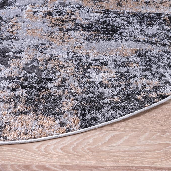 Rugs.com Leipzig Collection Rug – 4 Ft Round Beige Low-Pile Rug Perfect - Image 4