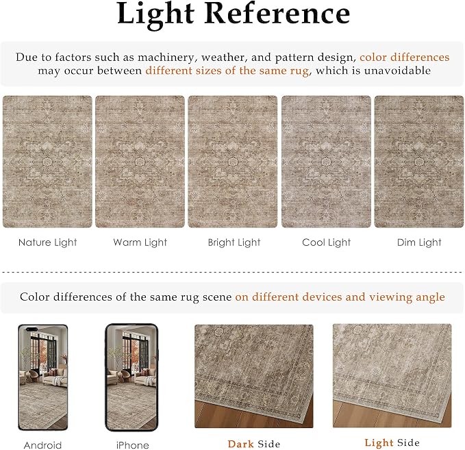 HUGEAR Washable Hallway 2x8 Runner Rugs Retro Brown Vintage Distressed Non Slip - Image 6
