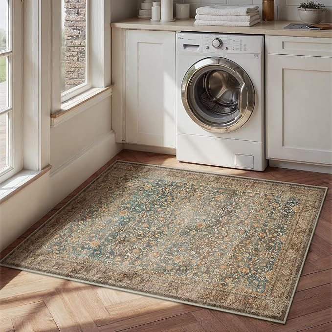 Entryway Area Rug 2x3 Washable Vintage Carpet Non Slip Indoor Kitchen Door Mat - Image 5