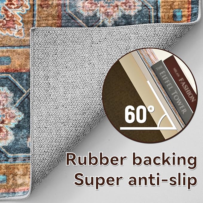 YJ.GWL Area Rugs for Living Room 6x9 Machine Washable Rugs, Non Slip Floral - Image 7