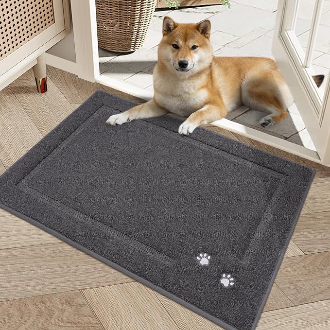 BEQHAUSE Dog Door Mat for Muddy Paws 20"x32" Dirt Trapper Absorbent Doormat Non by BEQHAUSE