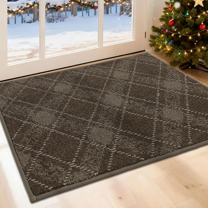 COSY HOMEER Plaid Door Mat 24" x 36", Dirt Trapper Entryway Rugs, Non-Slip by COSYHOMEER