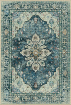 Area Rugs 3'x4' Washable Non-Slip, Floral Vintage Distress Print Pattern by RELEANY