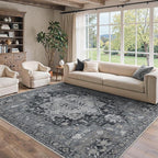 8x10 Area Rugs for Living Room, Machine Washable Non Slip Vintage Rugs by BESBLEE
