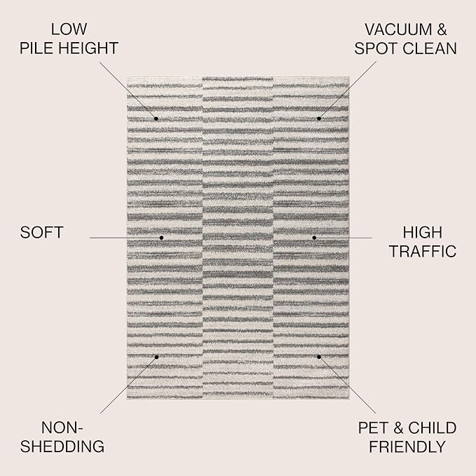 JONATHAN Y Lyla Offset Stripe Gray/Cream Indoor Area Rug, Contemporary - Image 2