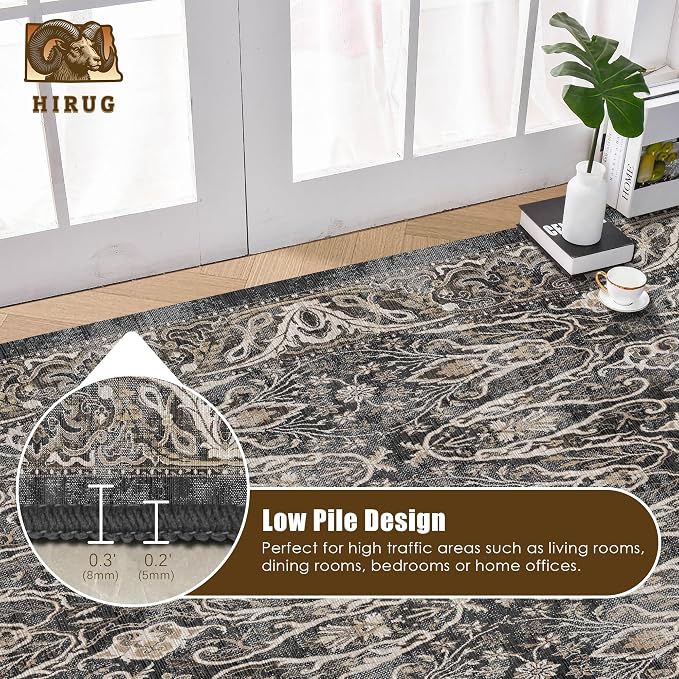 Washable Area Rug 9' x 12' Vintage Traditional Persian Mat - Image 5
