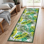 Green Botanical Tropical Leaves Rug 3.3x10ft by Unknown