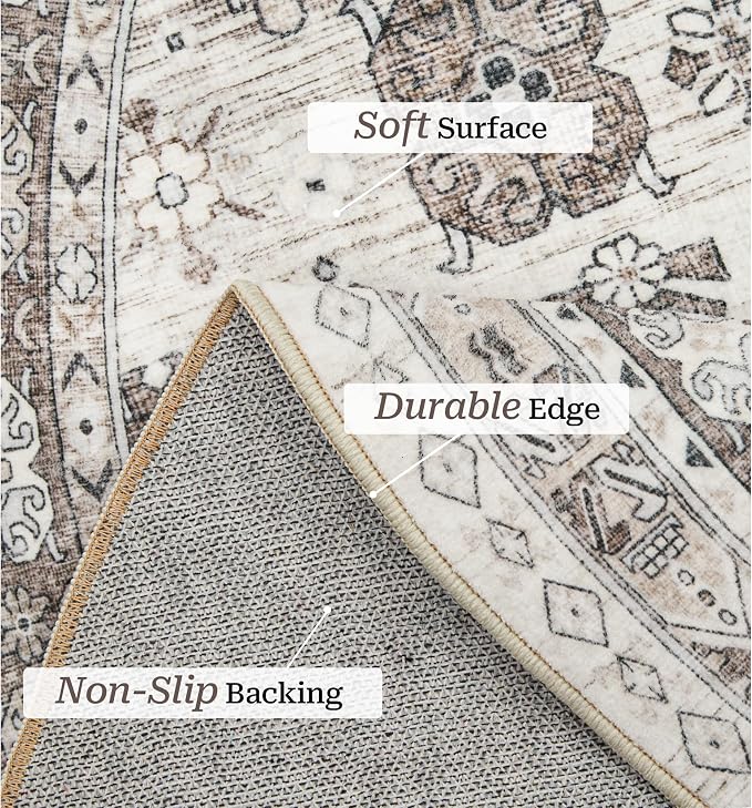 zesthome 8ft Round Rugs for Living Room, Non-Slip Washable Round Area Rugs - Image 4