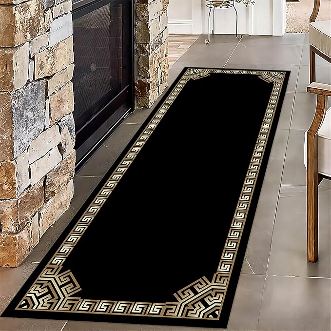 Greek Key Runner Rug for Entryway, Meander Pattern Fade Resistant Home Decor by Unknown