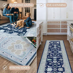 Fame Living Navy Blue Oushak Rug, Modern Small Rugs, Door Mat, Doormat - Image 5