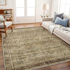 Area Rug 10x14 Washable Brown Vintage Traditional Mat Distressed Indoor - Image 2