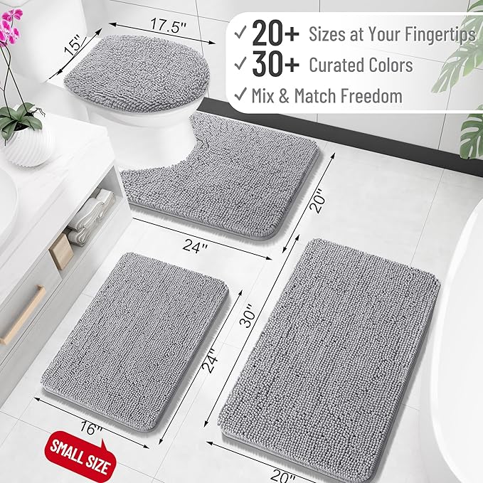 OLANLY Bathroom Rugs 59x35, Extra Soft Absorbent Chenille Bath Rugs, Rubber - Image 2