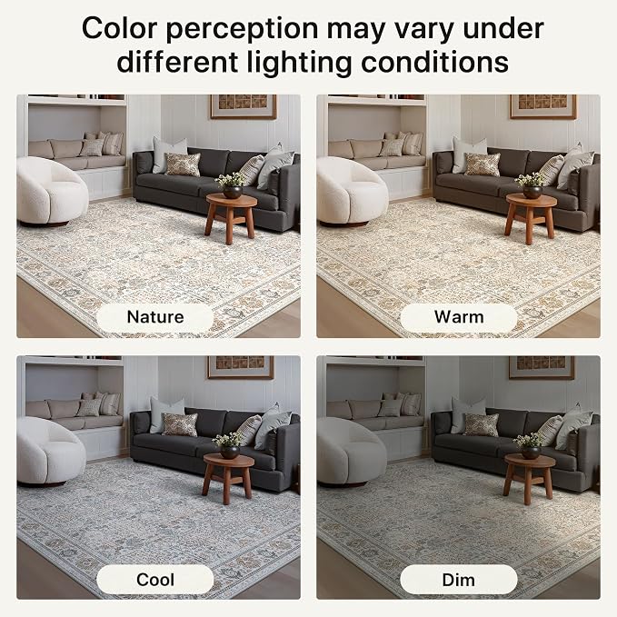 Bavni Washable Rugs 8x10-Machine Washable Rug Lightweight Low Pile, Vintage - Image 8