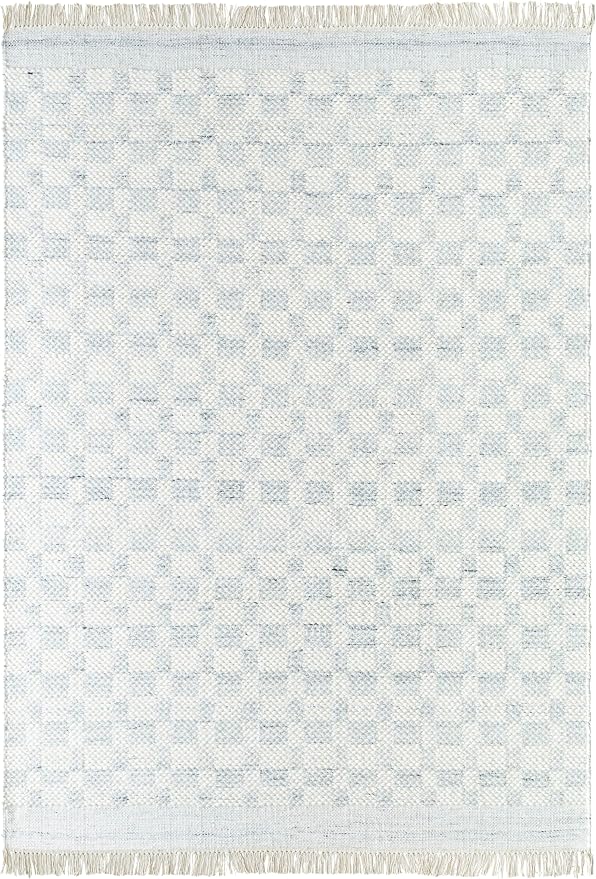 Mark&Day Wool Rugs, 4x6 Clinten Solid and Border Light Slate Checkered Rug - Image 3