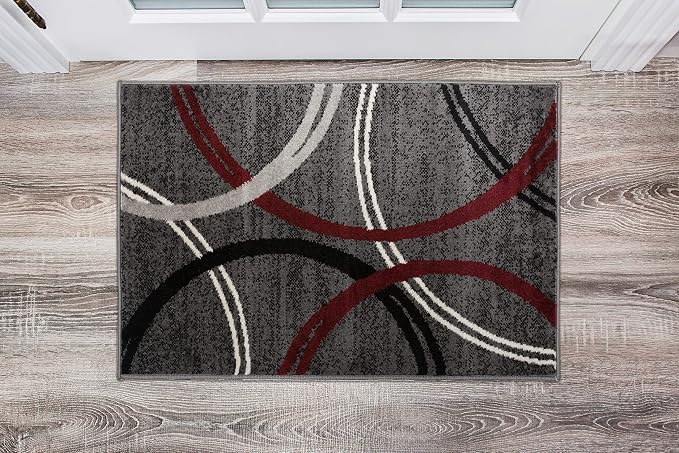 Rugshop Modern Wavy Circles Design Non-Shedding Accent Rug, Carpet - Image 7