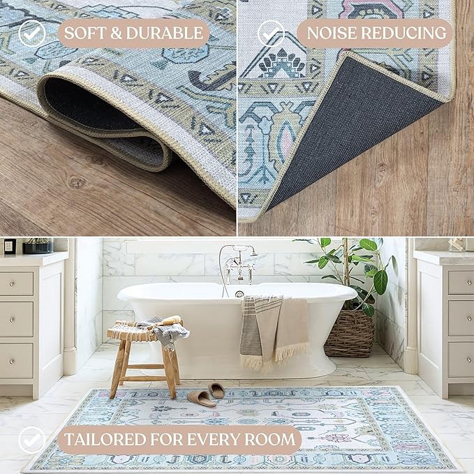 Fame Living Cream Green Oushak Rug, Area Rugs - Image 5