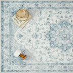 Blue Area Rug 8x10 Washable Vintage Carpet - Image 7