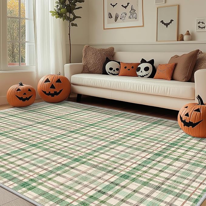 Bavni 3x5 Washable Rug Modern Plaid Area Rugs Non-Slip, Small Rugs - Image 2