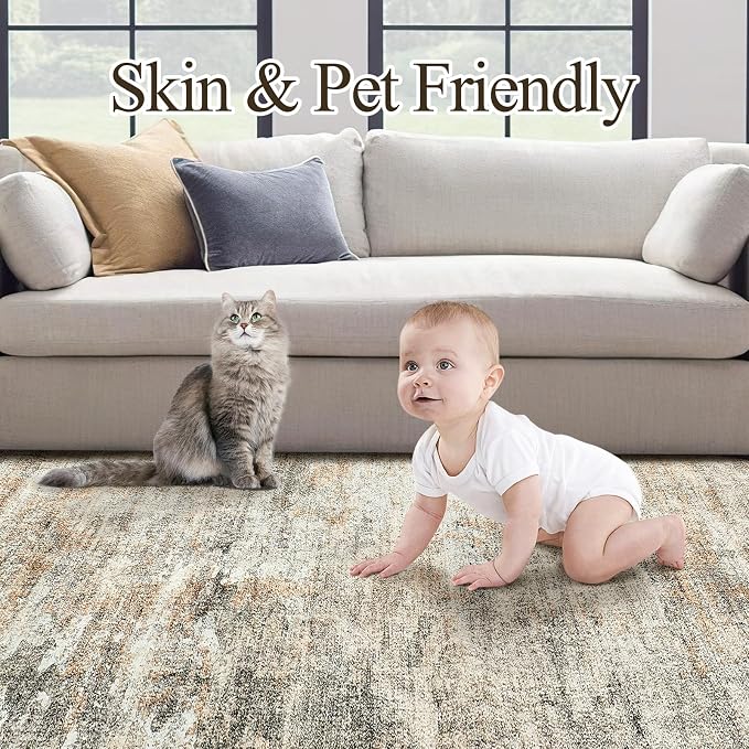 6x9 Abstract Area Rugs for Living Room 6 x 9 Washable Non Slip Low Pile Rugs - Image 4