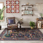 Rugcomf Area Rugs 4x6 Vibrant Tree of Life-Patterned Vintage Washable Rugs Non - Image 5