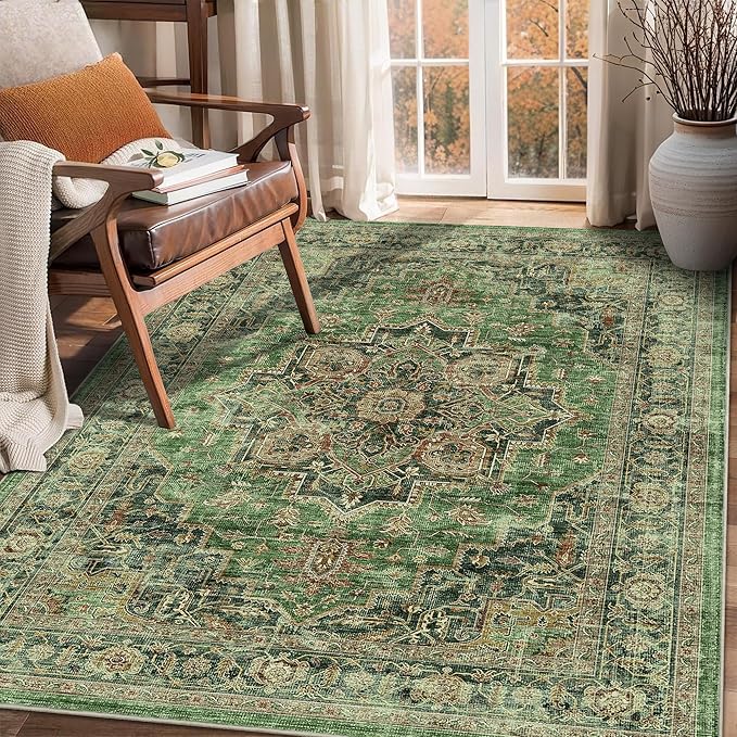 4x6 Area Rug for Bedroom Machine Washable Low Pile Vintage Distressed Rugs by NakedCloud