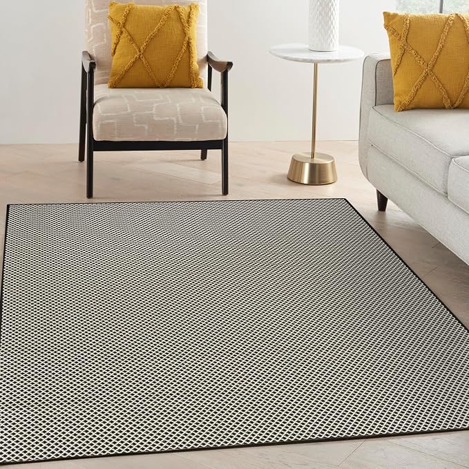Nourison Home Courtyard Black White 6' x 9' Area Rug - Image 3