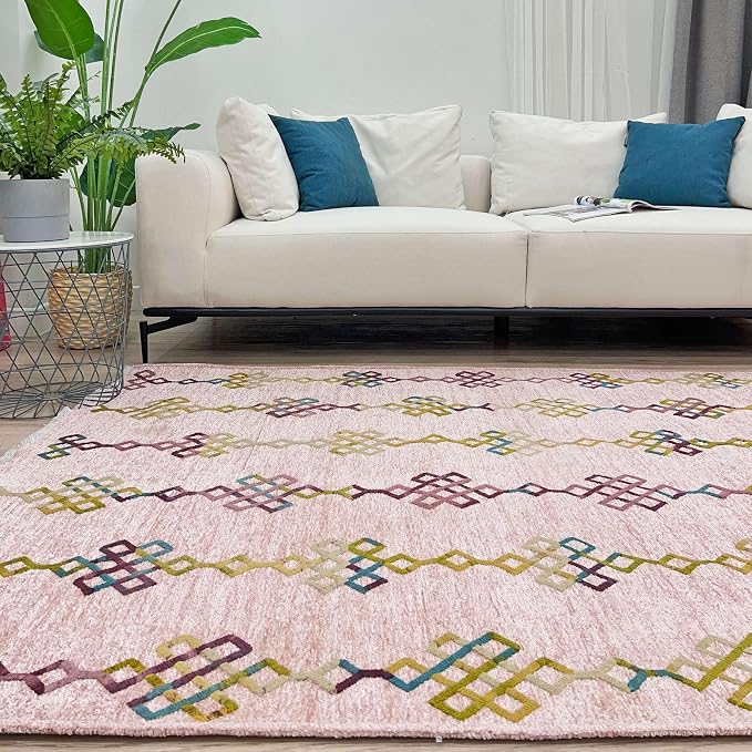 Alfa Rich 7x10 Light Pink Washable Area Rugs by AlfaRichRugs