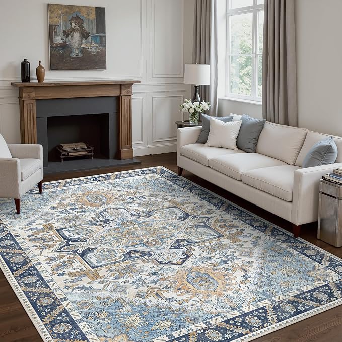 5x7 Area Rug Machine Washable Boho Rug by BAVNI