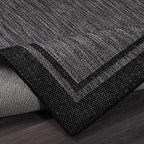 CAMILSON Indoor Outdoor Rug, 8x10 Bordered Dark Gray Black Modern Area Rugs - Image 5
