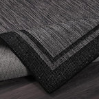 CAMILSON Indoor Outdoor Rug, 6x9 Bordered Dark Grey Black Modern Area Rugs - Image 4