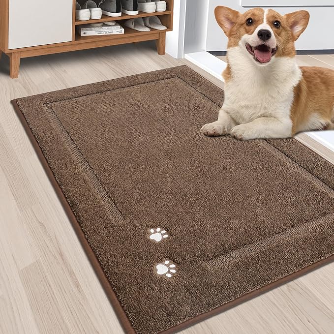 BEQHAUSE Dog Door Mat for Muddy Paws 24"x36" Dirt Trapper Absorbent Doormat Non - Image 9