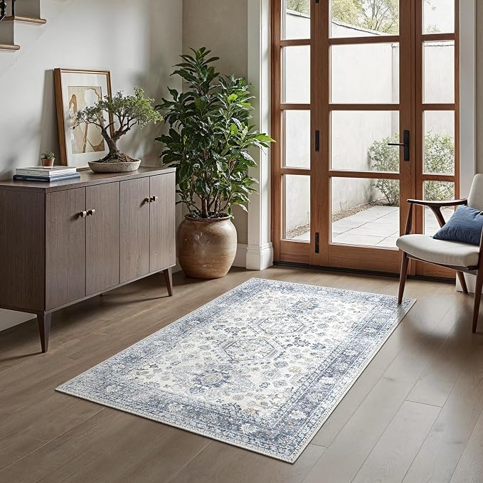 Bavni 3x5 Area Rug for Living Room Bedroom, Washable Boho Print Vintage by BAVNI