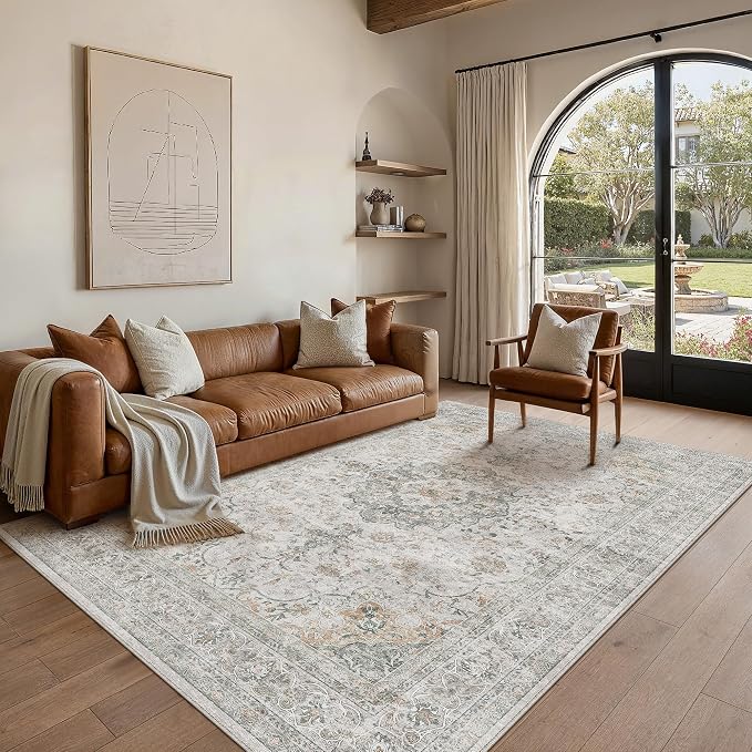 5x7 Washable Vintage Area Rug for Living Room Bedroom Soft Tranditional Non by WondRg
