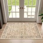 2x3 Entryway Rug Beige Washable Vintage Rugs - Image 2