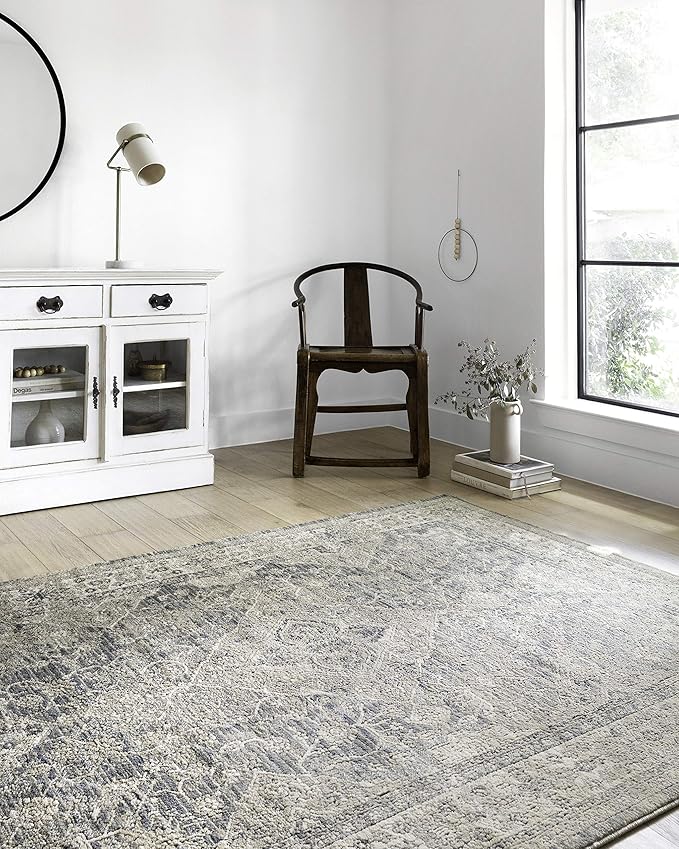 Loloi Teagan Collection TEA-04 Sky/Natural 11'-6" x 15' Area Rug, Soft Neutral by Loloi